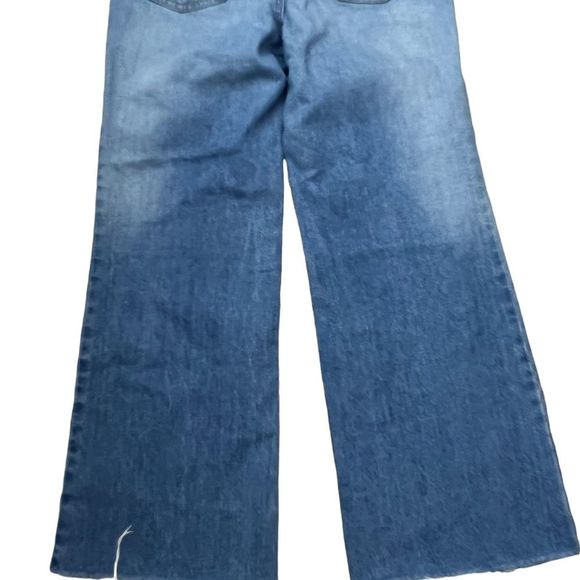 BDG Urban Outfitters Womens Sz 28 Distressed Raw Hem Jeans Button Front Wide Leg - Picture 4 of 9